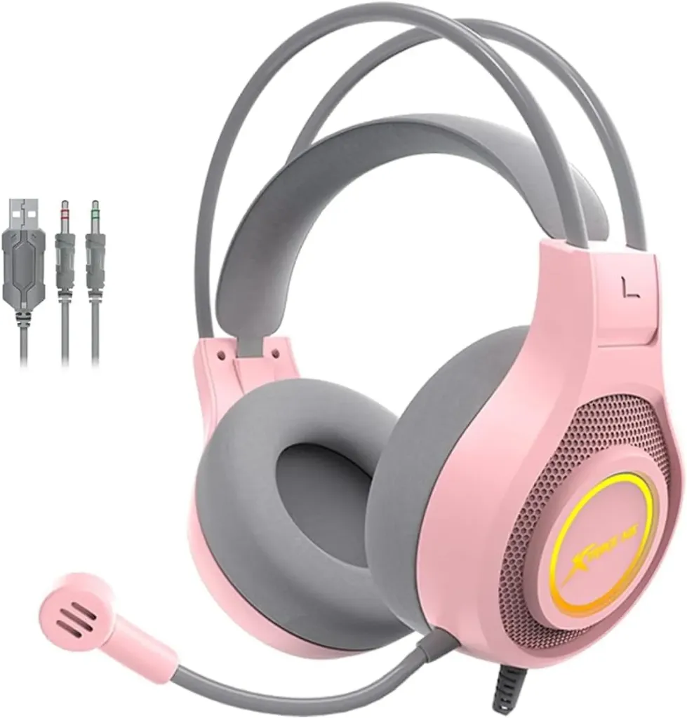 XTRIKE ME GH515P RGB Gaming Headset - Stereo Surround Sound - RGB Lighting - 40MM Drivers - LEATHER Ear Cups - Pink