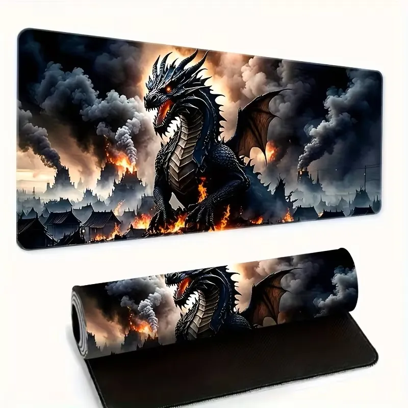 Extra-Large Dragon Design Mouse Pad - Non-Slip, Durable Stitched Edges for Gaming And Office Use, High-Definition Color Print, Perfect Gift for Gamers And Professionals 30cmX 60cm